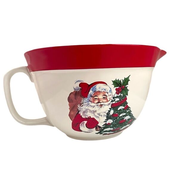 Bake Shop Other - The Bake Shop Christmas Mixing Bowl Handle Spout Vintage Santa Tree Design